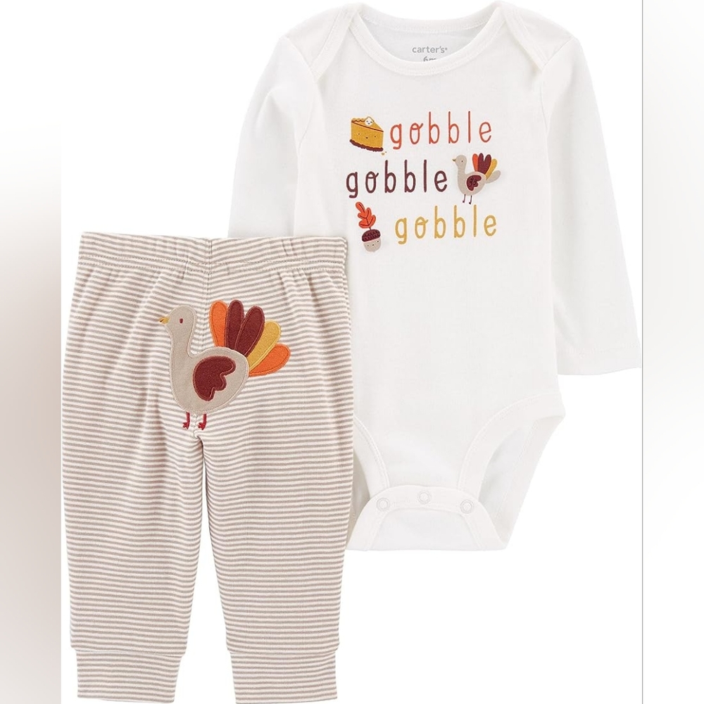 NWT CARTER'S THANKSGIVING 2 PIECE SET FALL HOLIDAY TURKEY